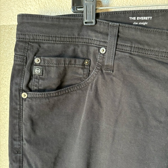 AG Adriano Goldschmied Men 38 x 27 Everett Sueded Slim Straight Leg Jeans Black - Picture 7 of 8